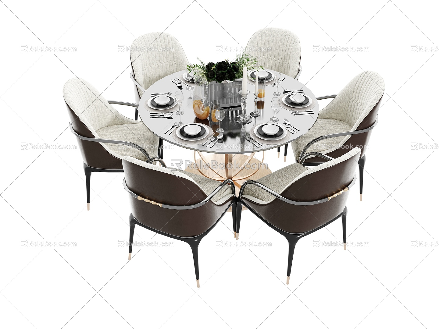 Light Luxury Dining Table and Chair Combination model