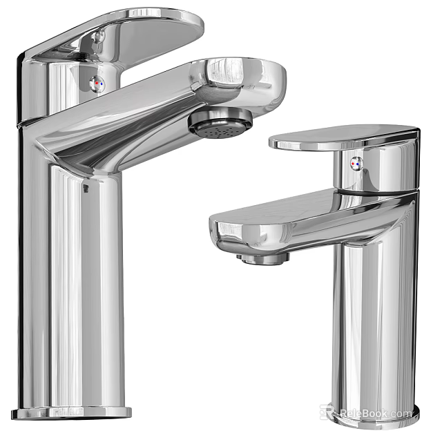 Modern Chrome Bathroom Faucets with Sleek Design and Polished Finish 3d model 