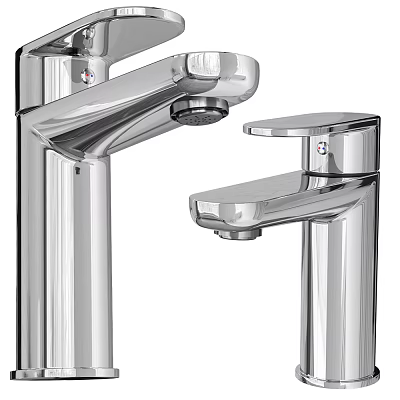 Modern Chrome Bathroom Faucets with Sleek Design and Polished Finish 3d model