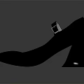 Women's Black Leather Shoes with Buckle Strap and Chunky Block Heel Design