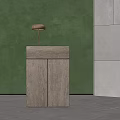 Beige Stone Podium With Lamp On Top Against Green Wall Background 3d model