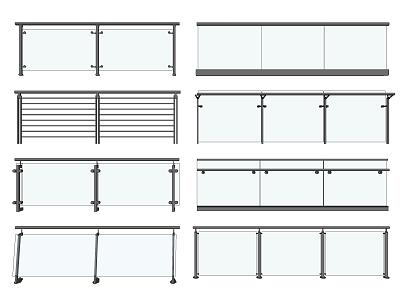 Glass Railing Balcony Guardrail Fence Metal Stainless Steel Fence Simple Glass Guardrail model