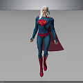 White Haired Female Superhero In Blue Costume With Red Cape And S Symbol