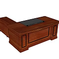 Wooden L Shaped Office Desk With Integrated Black Panel And Storage Cabinets