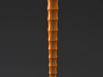 Stylish Brown Bamboo Shaped Tiered Floor Lamp Against Dark Background 3d model