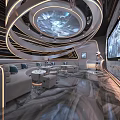 Modern KTV Interior Design With Curved Sofas Round Tables And Large Projection Screen 3d model