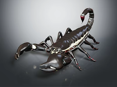 Realistic Black Scorpion With Red Tail Stinger And Large Pincers Detailed 3D Render 3d model