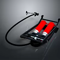 Portable Red Gas Cylinders With Black Frame And Flexible Connecting Hose