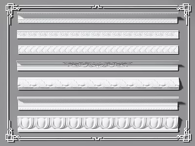 Different Decorative Gypsum Cornice Styles With Ornate Patterns For Interior Wall Ceiling Trim Design 3d model