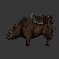 Fierce Boar Character Design With Leather Saddle Skull Decoration And Gear