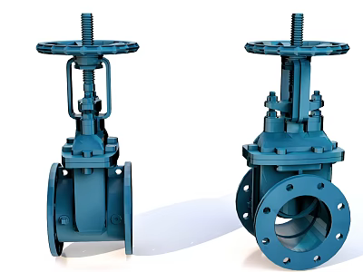 Industrial Gate Valves Blue Heavy Duty Equipment With Flanged Ends And Handwheel 3d model