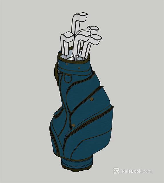 High Quality Blue Golf Bag With Golf Clubs For Sports Equipment Use 3d model 