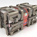 Futuristic Sci Fi Mechanical Structure With Gray Red Metallic Panels And Modular Parts 3d model