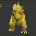 Godzilla 3D Creature Model Design With Spiked Back Open Mouth And Grey Skin