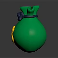 Household Green Money Bag With Yellow Dollar Sign And Gold Coins Rolling