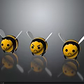 Cartoon Bees With Different Expressions Smiling Angry And Sad Faces Yellow Black Bodies White Wings
