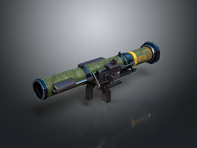 Tactical Rocket Launcher With Green Barrel Yellow Ring Black Stand And Military Design 3d model