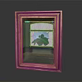 Stylish Wooden Display Cabinet Furniture with Green Decorative Element and Display Space