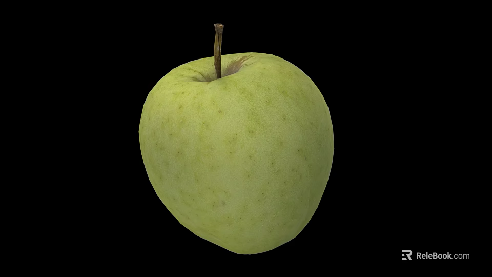 Fresh Green Apple With Smooth Surface And Natural Stem For Healthy Diet 3d model 