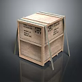 Sturdy Wooden Crate Reinforced With Metal Straps Marked This Side Up For Household Items Storage