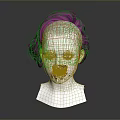White Head Model With Facial Features And Stylish Pink Curly Short Hair