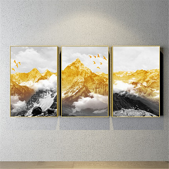 modern landscape painting gold and silver abstract decorative painting 3d model