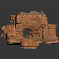 Wood And Stone Composite Rock Structure Featuring Holes And Layered Texture