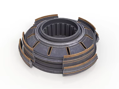 Metal Circular Mechanical Component With Grooved Edges And Ring Structure 3d model