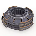 Metal Circular Mechanical Component With Grooved Edges And Ring Structure 3d model