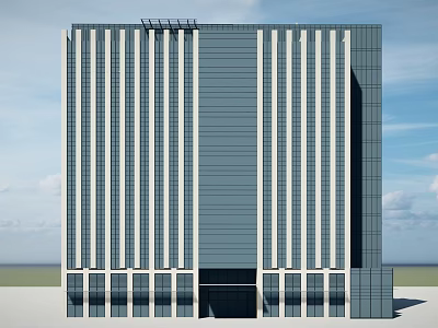 Modern High Rise Office Building With Glass Facade And Vertical Lines 3d model