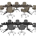 Modern Office Conference Table With Ergonomic Chairs And Meeting Essentials Setup 3d model