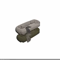 Plush Three-Seater Sofa in Light Gray and Green with Cozy Cushions and Throw Blanket