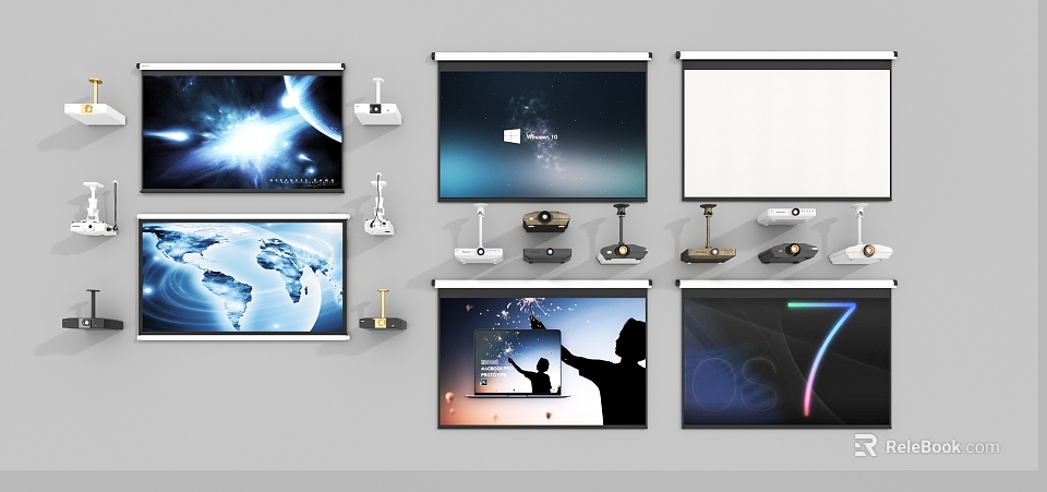 Projection Monitoring Equipment Display With Screens And Devices 3d model 