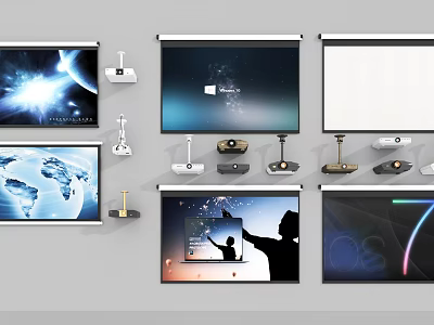 Projection Monitoring Equipment Display With Screens And Devices 3d model