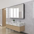 Public Toilet Interior With Gray Tiled Walls Squat Toilet Toilet Paper Holder And Wooden Cubicle