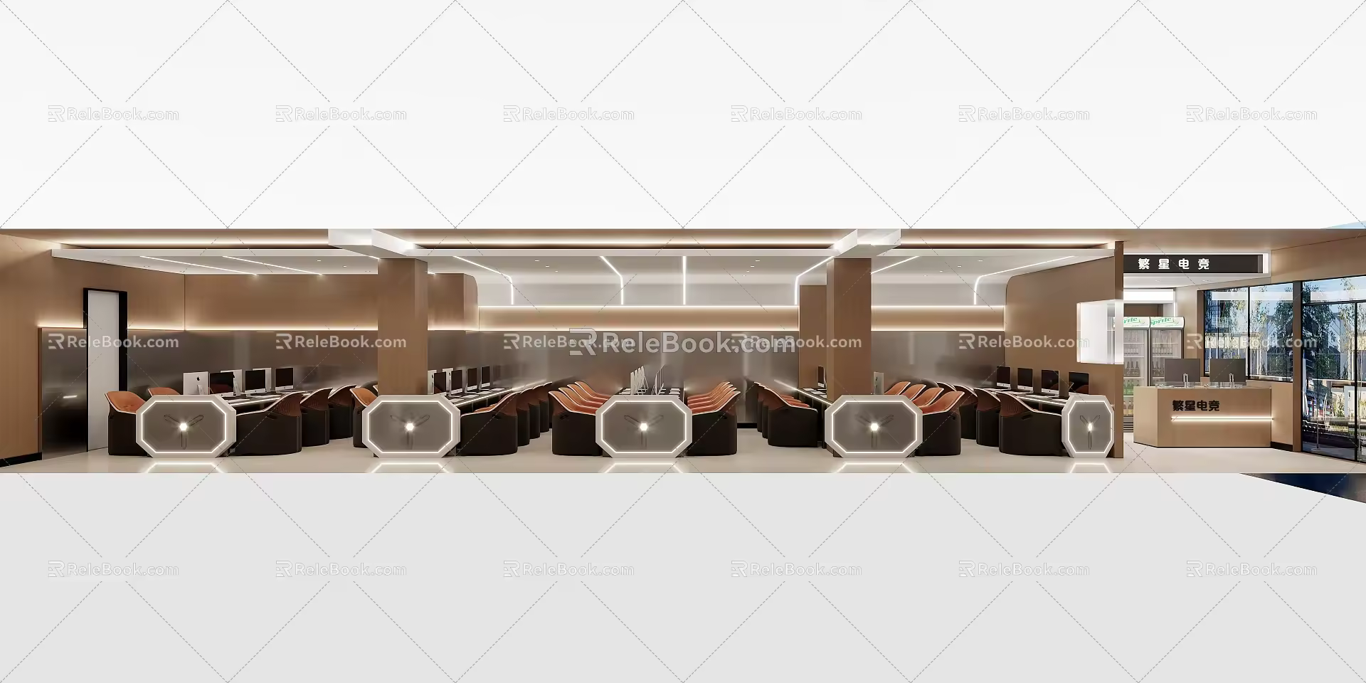 Log Style E-sports Internet Cafe 3d model