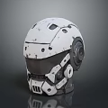 White Mechanical Weapon Helmet With Futuristic Sci Fi Armor And Sensor Components 3d model