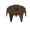 Modern Hexagonal Wooden Stool With Geometric Design Multiple Legs And Wood Grain Surface