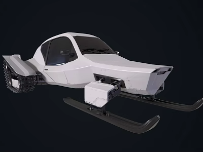 White Snow Motorcycle With Tracks And Skis For Off Road Winter Adventures 3d model