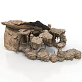 Scenic Components Of Fantasy Rock Landscape Featuring Mushroom Structures And Cave Formations