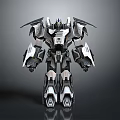 Futuristic Mechanical Robot With Armor Plates Arms Wings And Joints