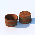 Two Wooden Barrels With Striped Bands As Practical Household Storage Items