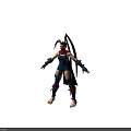 Female Warrior Character With Blue Bodysuit Red Scarf Blue Boots Red Straps And Leg Decoration