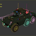 Vintage Military Armored Vehicle With Six Wheels Antennas Cannon And Military Number 519