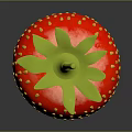 Vibrant Red Fresh Strawberry With Green Leaves And Yellow Seeds On Black Surface