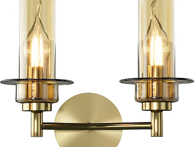 Elegant Modern Brass Wall Sconce With Glass Shades And Double Light Design 3d model