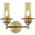 Elegant Modern Brass Wall Sconce With Glass Shades And Double Light Design