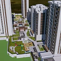 Modern High Rise Residential Complex With Green Areas And Road Network Design