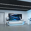 Modern Office Corridor With Sleek Design Wall Displays Digital Screens And LED Lighting