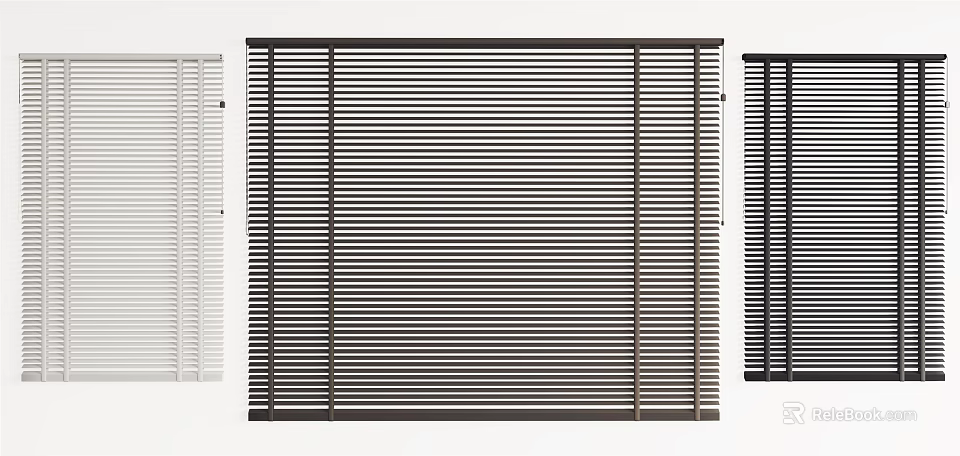 Modern Venetian Blinds In White Black And Brown For Interior Window Design 3d model 
